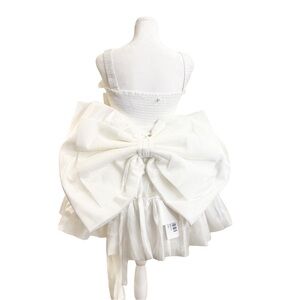 NWT convertible small white wedding dress formal with big bow detachable skirt